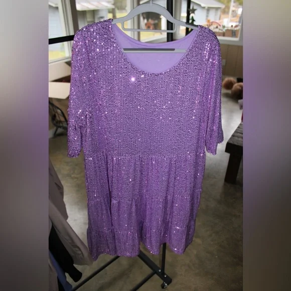 Purple Sequin Babydoll Dress ✨💜 - Picture 1 of 2